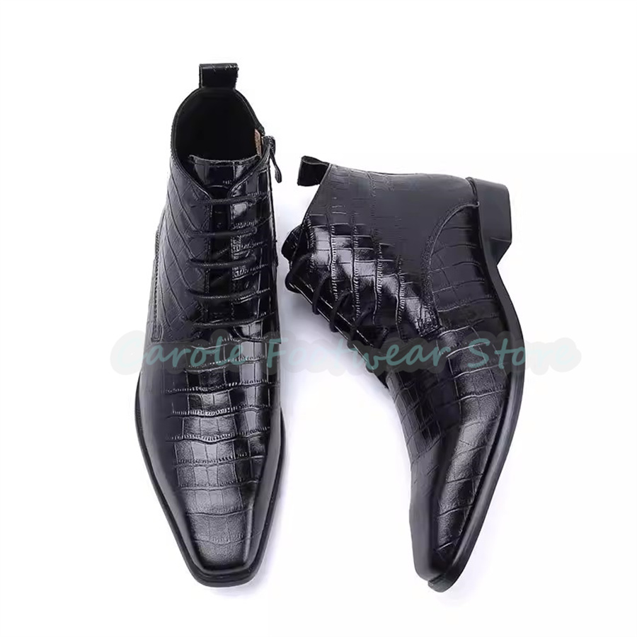 Mens Fashion Dress Shoes - Sepatu Bot Kulit Asli untuk Pria,