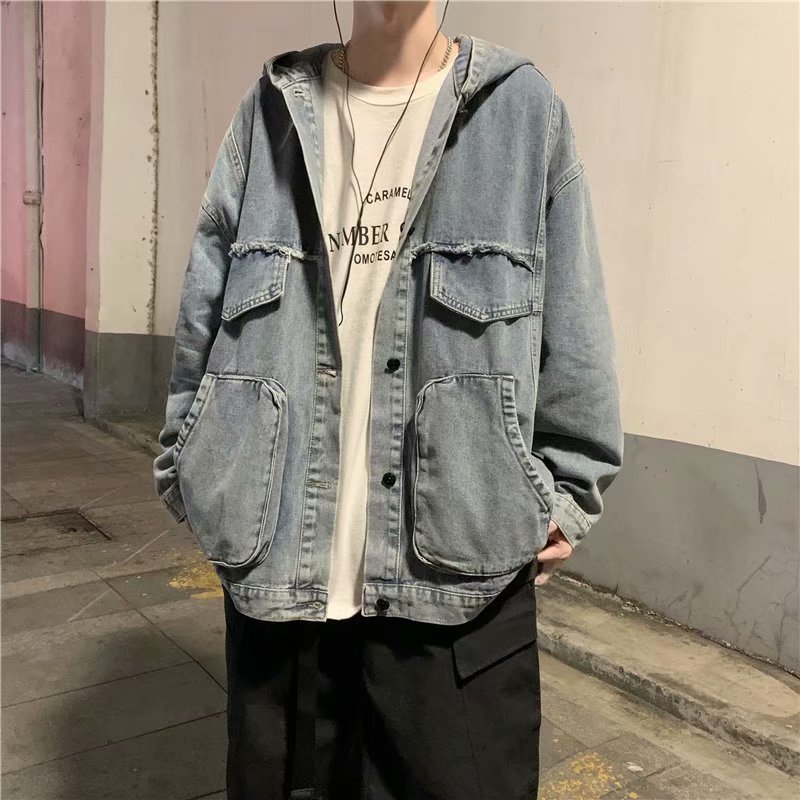 Mens Fashion Denim Jacket - Pakaian Solid Pria Musim Semi Musim