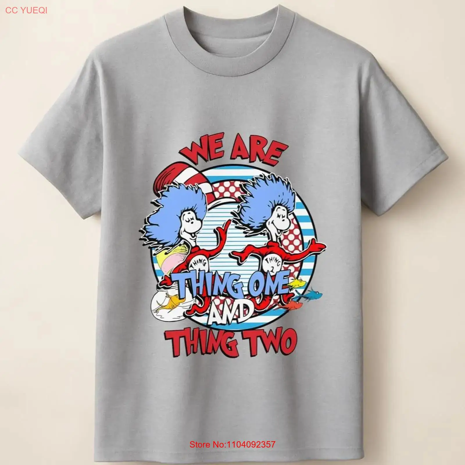Men'S Fashion With Hat - Kaos Cetak Gaya Komik Thing One
