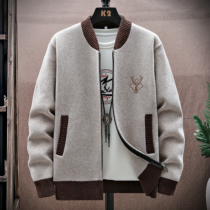 Men'S Fashion Zip Sweater - Kardigan Pria Rajutan Sweatercoat 2025 Musim