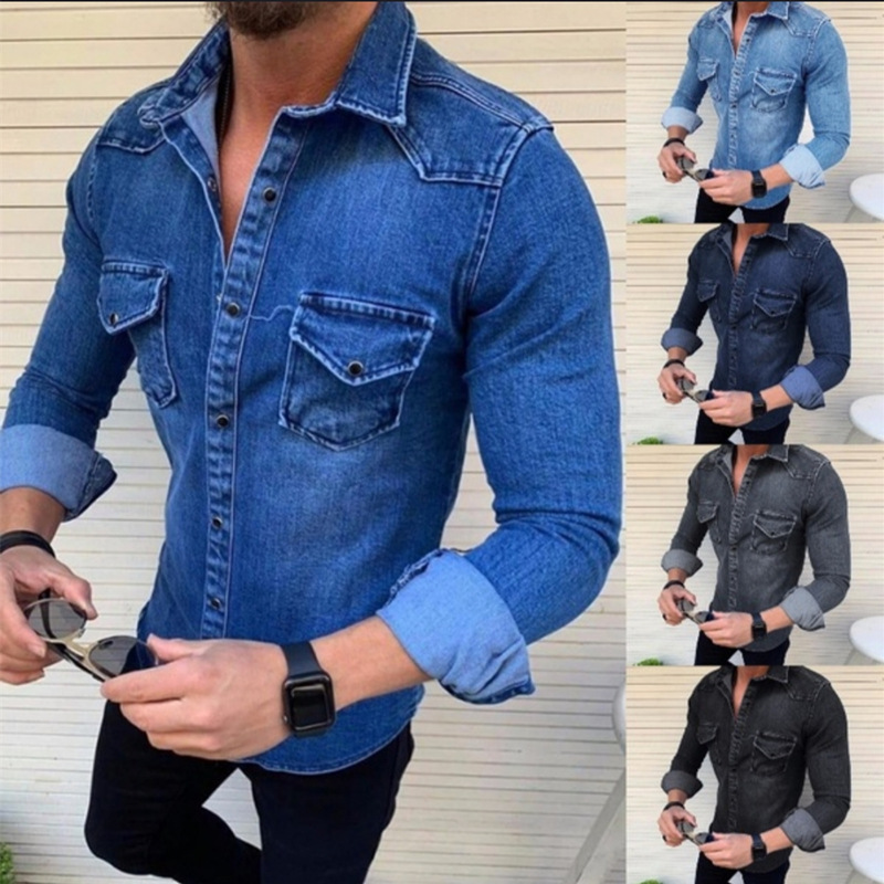 Mens Fashion Denim Jacket - Kemeja Denim Pria Model Slim Fit