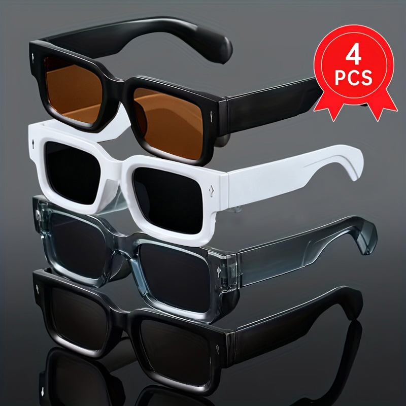 Men Fashion Photography - 4-Pack Kacamata Hitam Full-Frame Bergaya Trendy
