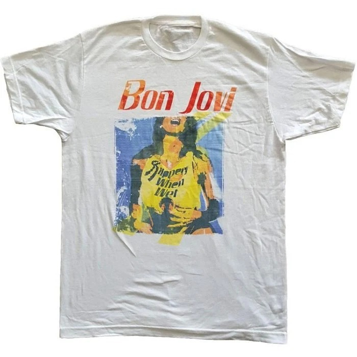 Men'S Fashion From The 80S - Kaos Grafis Album Bon Jovi Slippery