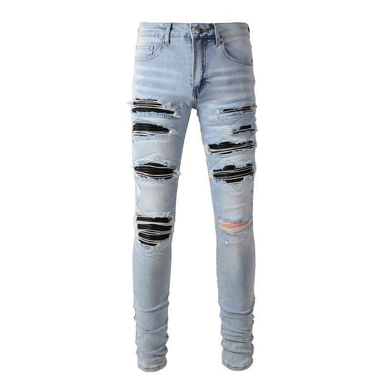 Skinny Jeans Ripped - Celana jins pria lipit, celana jins