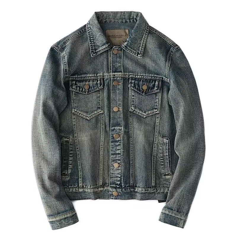 Jaket Denim Kaki Lurus Vintage - Mens Fashion Denim Jacket ulasan dan harga