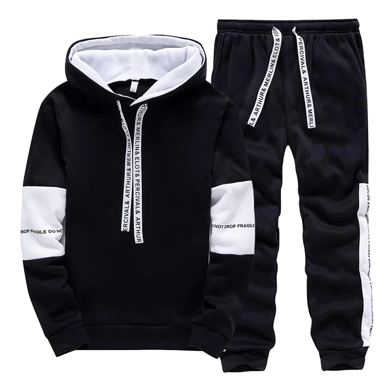 Setelan Olahraga Pria Hitam Pu - Men'S Fashion Hoodie ulasan dan harga
