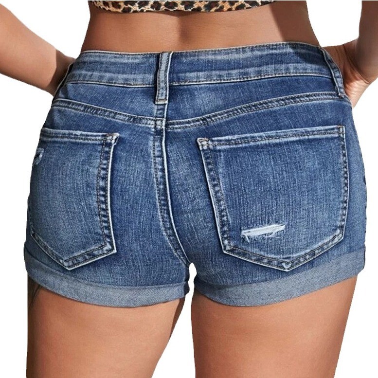 Celana Pendek Jeans Denim High - Skinny Jeans Ripped ulasan dan harga