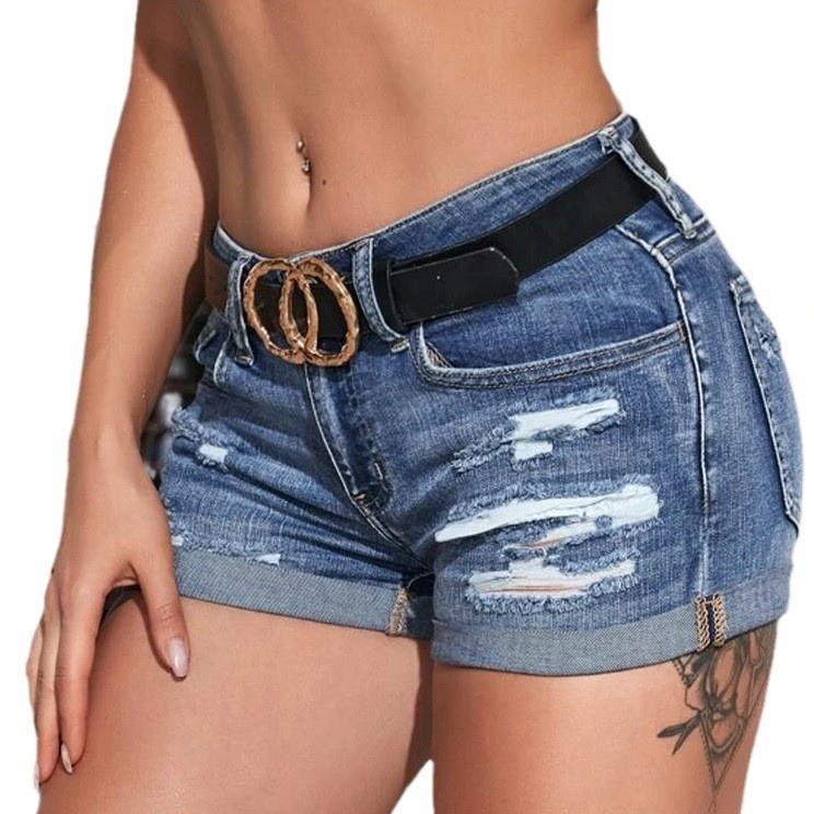 Celana Pendek Jeans Denim High - Skinny Jeans Ripped ulasan dan harga