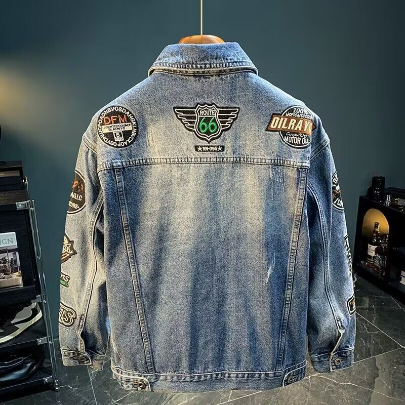 Jaket Denim Bordir High Street - Mens Fashion Denim Jacket ulasan dan harga