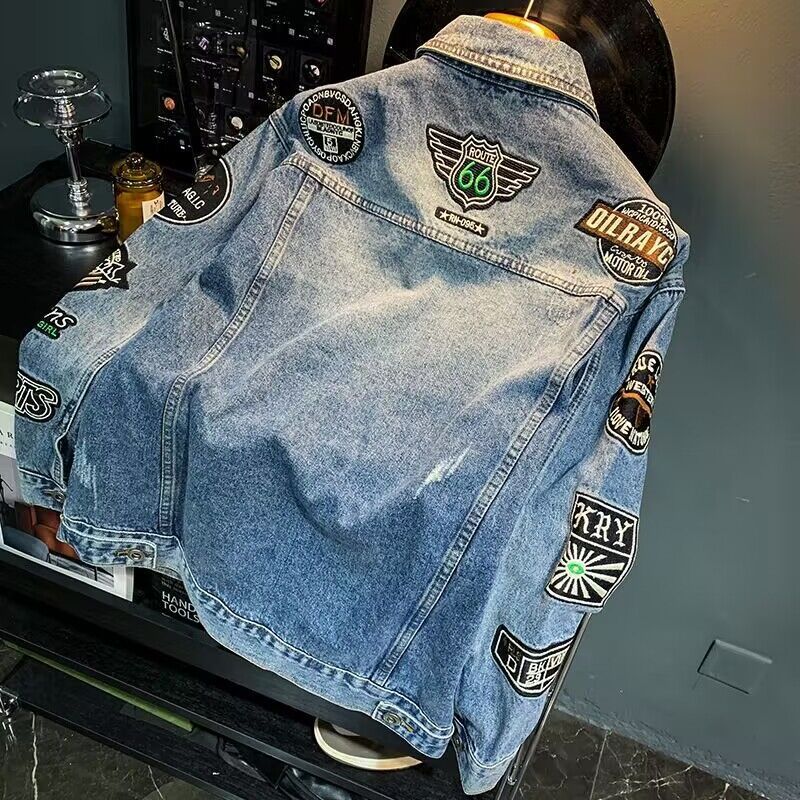 Jaket Denim Bordir High Street - Mens Fashion Denim Jacket ulasan dan harga