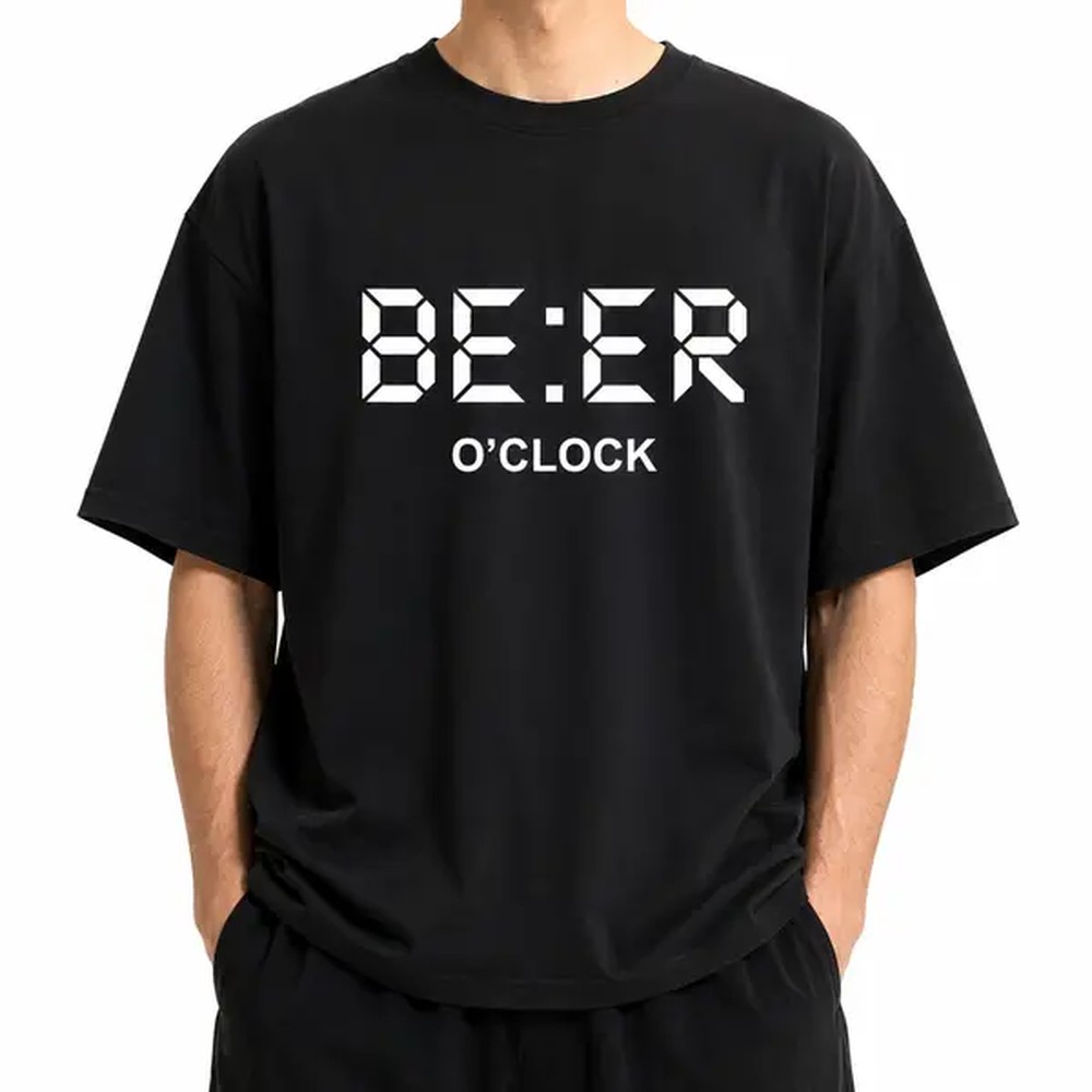 Kaos Cetak Huruf Jam Digital L - Graphic Tee Oversized ulasan dan harga