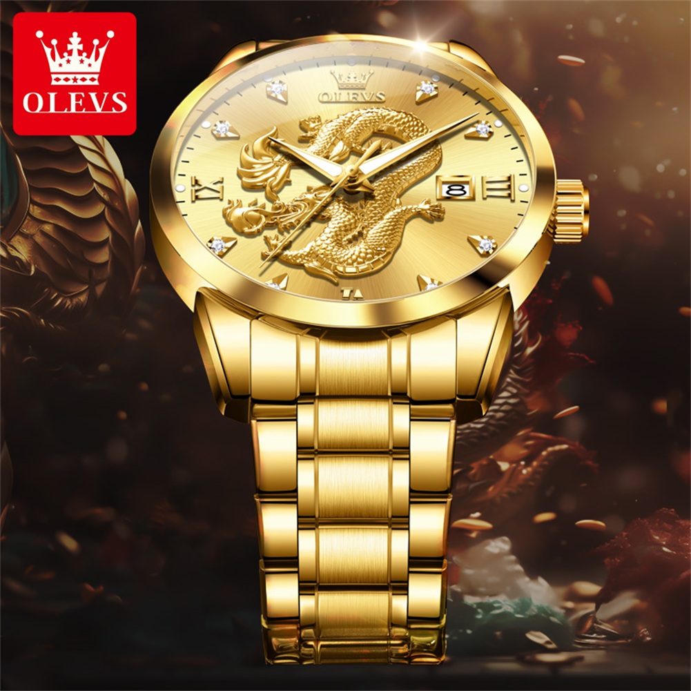 OLEVS jam tangan naga emas pri - Mens Fashion In 1920 ulasan dan harga