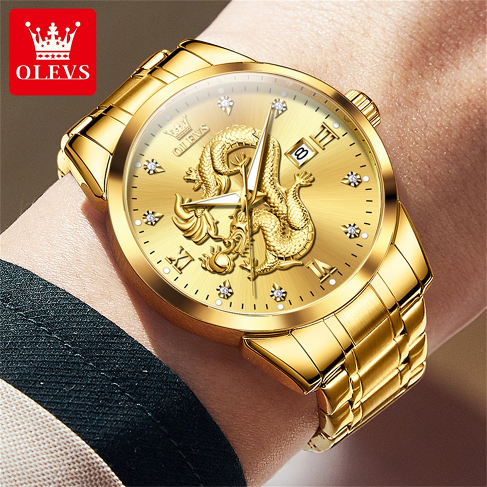 OLEVS jam tangan naga emas pri - Mens Fashion In 1920 ulasan dan harga