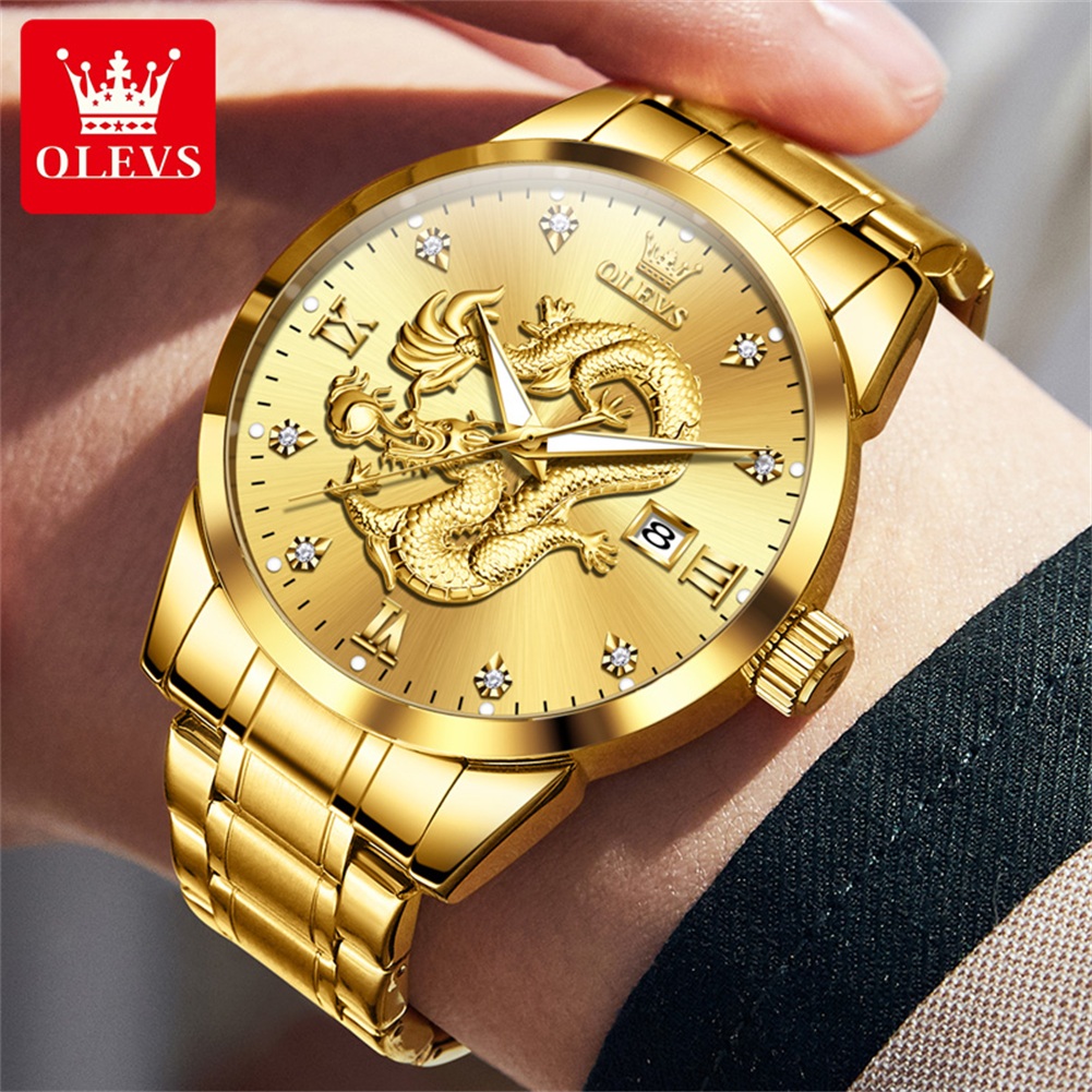 OLEVS jam tangan naga emas pri - Mens Fashion In 1920 ulasan dan harga