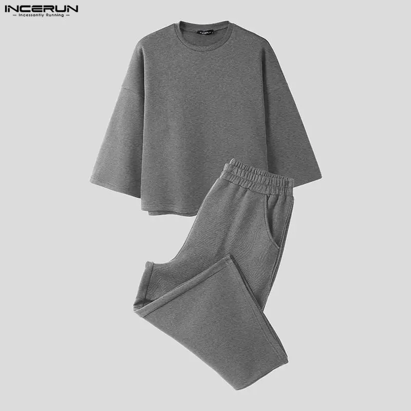 INCERUN Setelan Pria Warna Sol - Men'S Fashion Hoodie ulasan dan harga