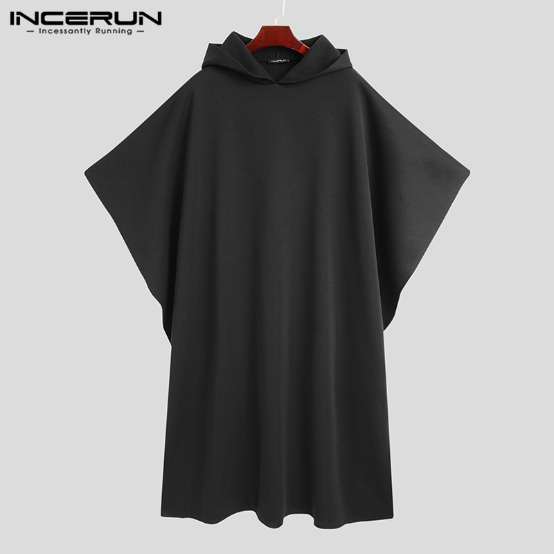 INCERUN Mantel Jubah Pria Fash - Mens Fashion Poncho ulasan dan harga