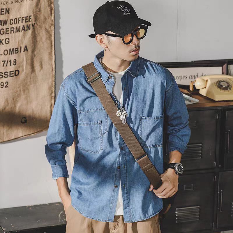 Jaket Denim Retro Amerika Pria - Mens Fashion Denim Jacket ulasan dan harga