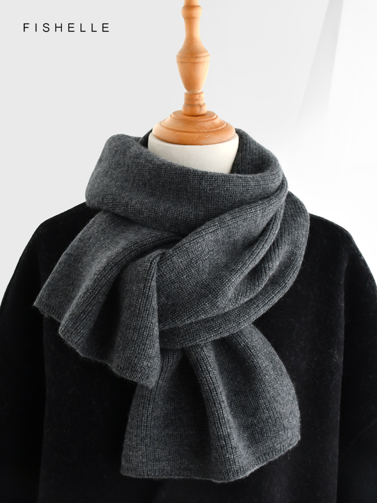 Syal rajut warna polos abu-abu - Men Scarf Wool ulasan dan harga