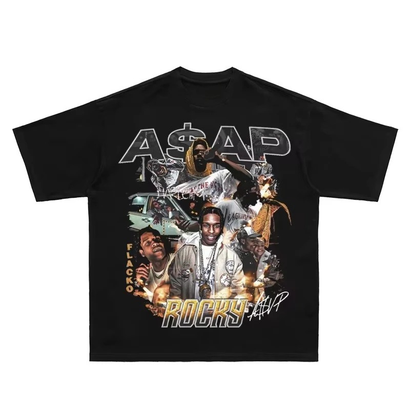 Kaos Cetak Pola Potret ASAP Lo - Mens Fashion Early 2000S ulasan dan harga