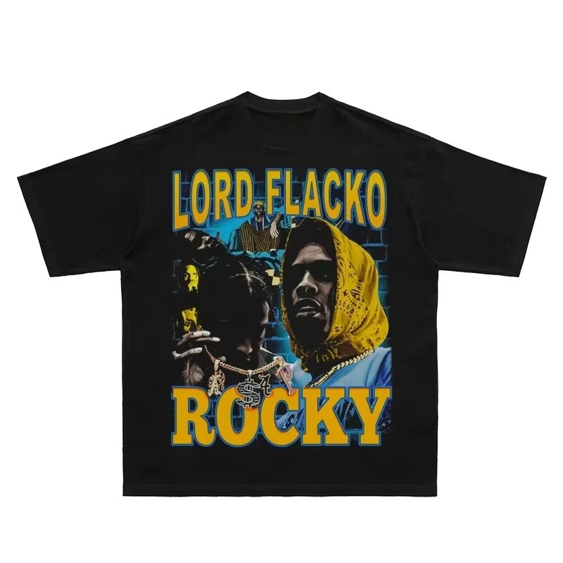 Kaos Cetak Pola Potret ASAP Lo - Mens Fashion Early 2000S ulasan dan harga
