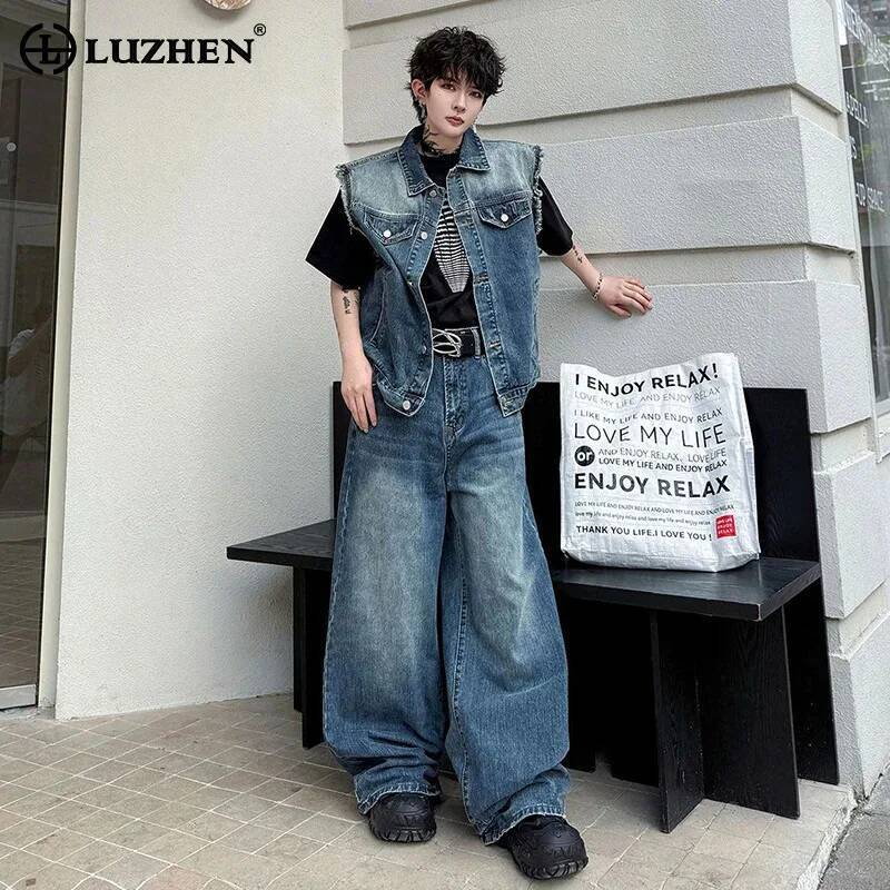 LUZHEN 2026 Set Dua Potong Den - Men'S Fashion Jeans ulasan dan harga