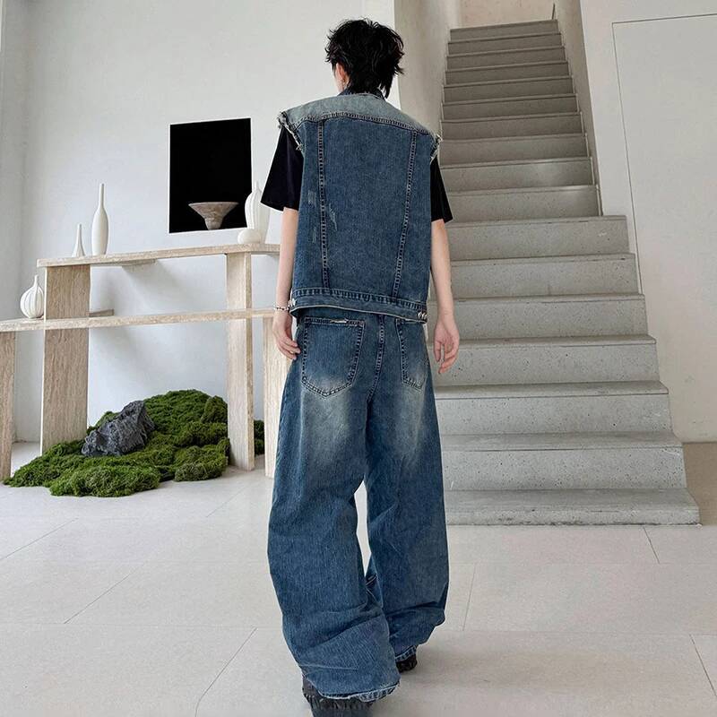 LUZHEN 2026 Set Dua Potong Den - Men'S Fashion Jeans ulasan dan harga