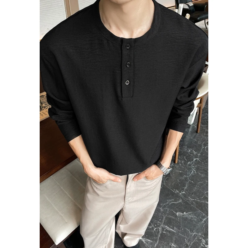 Kemeja Henley Kasual Pria Baha - Mens Fashion Casual ulasan dan harga