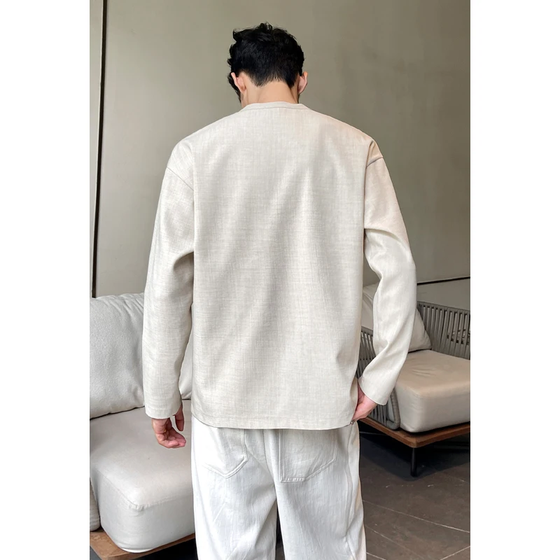 Kemeja Henley Kasual Pria Baha - Mens Fashion Casual ulasan dan harga