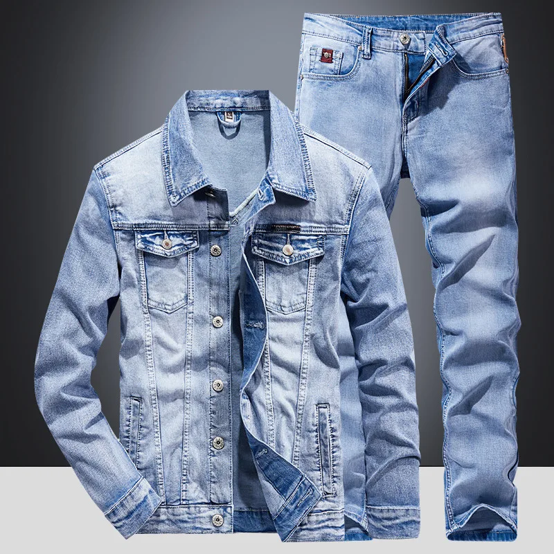 Setelan Jaket Denim Kasual Pri - Mens Fashion Denim Jacket ulasan dan harga