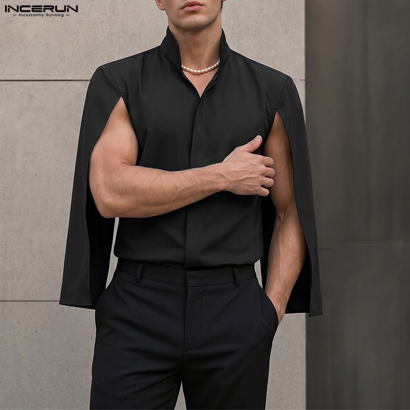 INCERUN Kemeja Pria Warna Soli - Mens Fashion Poncho ulasan dan harga