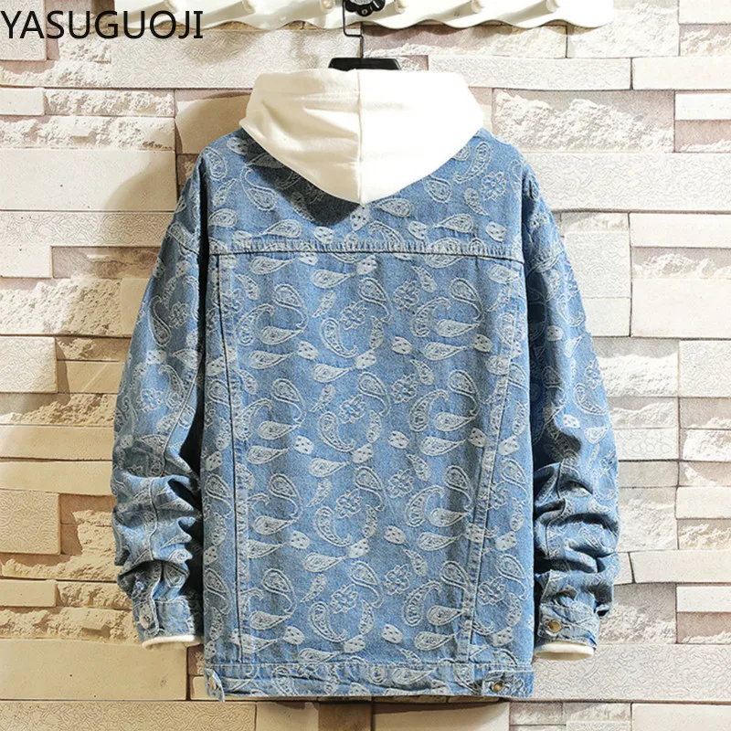 Jaket Denim Cetak Antik Jepang - Mens Fashion Denim Jacket ulasan dan harga
