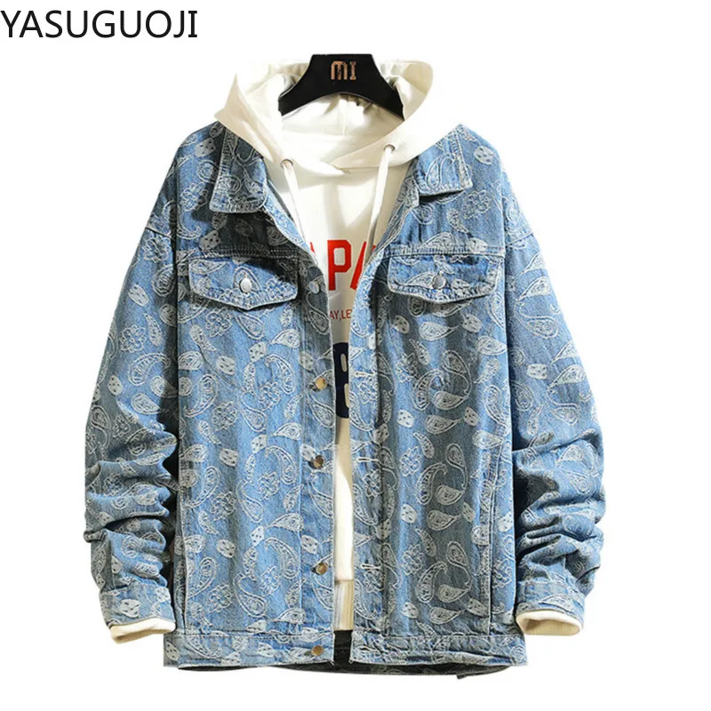 Jaket Denim Cetak Antik Jepang - Mens Fashion Denim Jacket ulasan dan harga