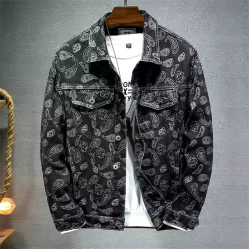 Jaket Denim Cetak Antik Jepang - Mens Fashion Denim Jacket ulasan dan harga