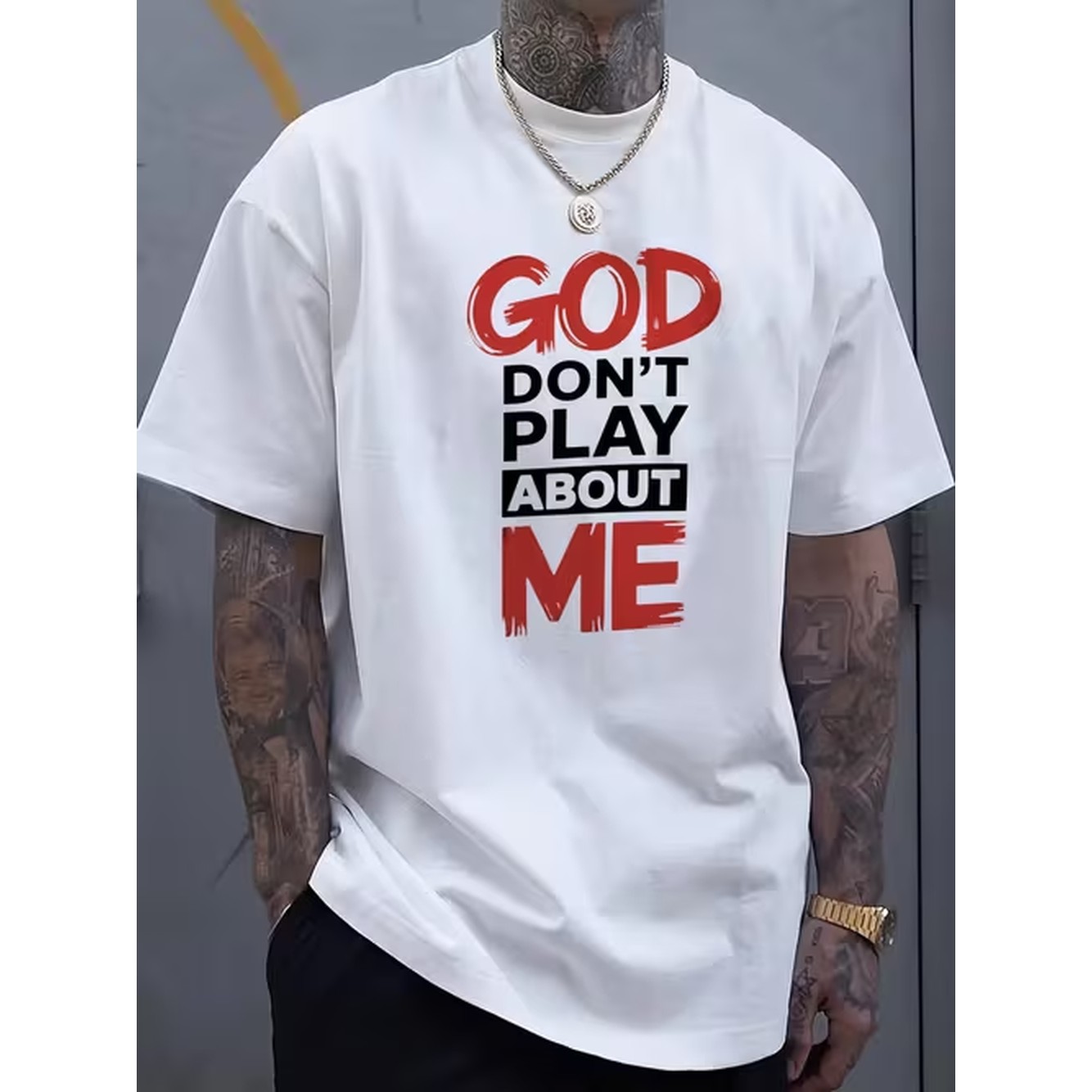 Kaos Grafis Bertuliskan 'Tuhan - Graphic Tee Oversized ulasan dan harga